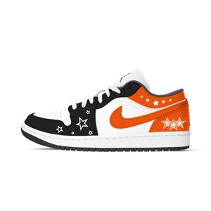 Jordan Кроссовки баскетбольные Air 1 Star Chronicle Crest низкие Unisex White Black Orange устойчивые к истиранию винтажные