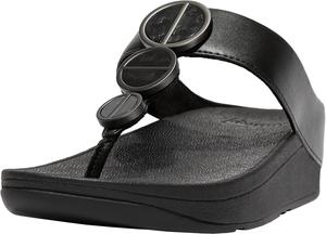 Сандалии FitFlop Halo с перемычкой между пальцами, женская мода, с амортизирующей подошвой, черный