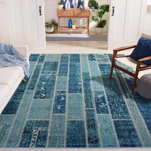 Ковер SAFAVIEH, 275 x 366 см, Monaco Collection BlueMulti MNC216J в современном стиле пэчворк с эффектом потертости, не линяет, для гостиной, спальни, столовой, домашнего офиса