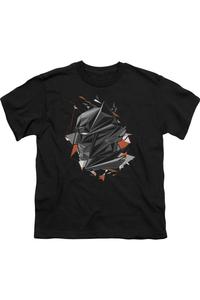 Футболка детская с коротким рукавом "Batman против Superman" и изображением головы Бэтмена в технологичном стиле Gildan, черный