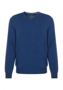 Шелково-Кашемировый свитер с V-образным вырезом и ребристыми манжетами Galeria, черный