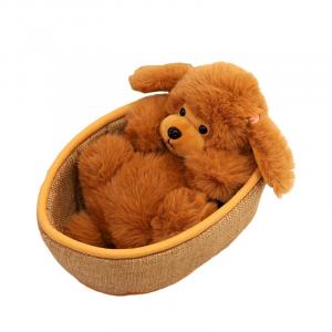 Плюшевая кукла с плетеной корзиной высота 21см OLOEY, светло-коричневый
