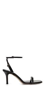 Женские кожаные босоножки Hallie на каблуке в черном цвете Aeyde