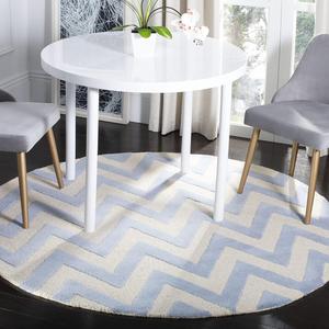 Ковер SAFAVIEH, 183 x 183 см, Cambridge Collection, Light Blue & Ivory, ручной работы, шеврон из шерсти, идеален для помещений с высокой проходимостью в гостиной, спальне (CAM139A)