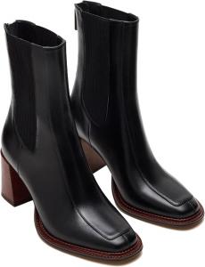Женские челси-ботинки SOVANYOU с квадратным носком, на высокой массивной подошве, удобные короткие ботинки для осени и зимы, Black
