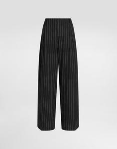 Брюки в тонкую полоску из натуральной шерсти и льна DOLCE & GABBANA, мультиколор