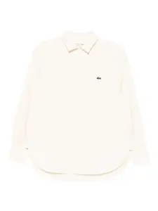 Фланелевая блузка с логотипом Lacoste, слоновая кость
