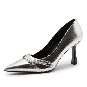 WECKER Стройные каблуки на высоком каблуке для женщин серебристые 7 см, цвет Silver 7CM