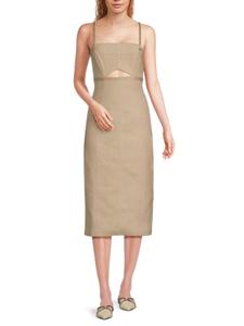 Платье миди Avery Squareneck из льняной смеси Hevron, цвет Flax