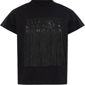 Футболка с бахромой и круглым вырезом MM6 Maison Margiela, черный
