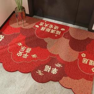 Dajiang Ковер 60х90 см из красного шелкового петельчатого ворса для прихожей, грязеотталкивающий, не скользит, можно подрезать