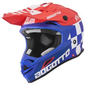 Карбоновый шлем для мотокросса Bogotto v328 xadrez, Blue/Red/White