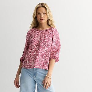 Женский топ с защипами Sonoma Goods For Life, Dark Pink Abstract Dot