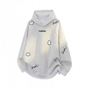 Толстовка Unisex Hooded Moderate Heavyweight HUANQIU, белый heather серый