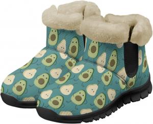 Женские зимние ботинки Jeiento Lemon с фруктовым принтом, противоскользящие, модные пушистые прогулочные ботинки, Cute Cartoon Avocado