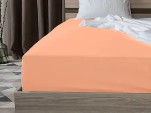 Простыня на резинке EXCLUSIVE абрикосовая 90 х 200 см TEXTILOMANIE