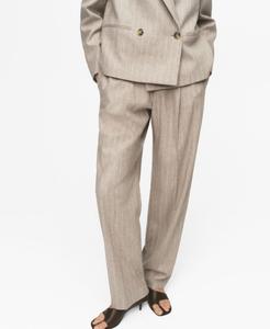 Женские брюки из шерсти в тонкую полоску MANGO, Gray