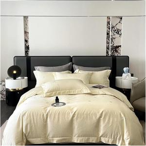 YUSIWOAL Комплект постельного белья из хлопка черный с термоаппликацией и стразами White