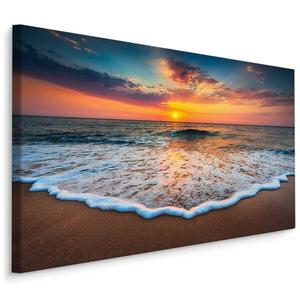 Картина на холсте Muralo Sonnenuntergang Meer Strand, 70x50x50 см цвет blau/braun/orange/weiß