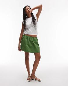 Мини-юбка Topshop из поплина зеленого цвета