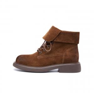 Platform Combat Boots Ankle Boots Women's 2025 ELLE, коричневый