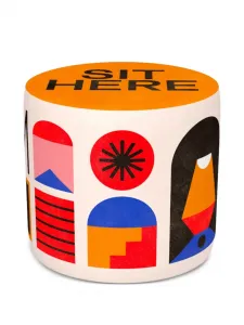 Пуф с геометричным принтом (50 x 50 см) Qeeboo, оранжевый