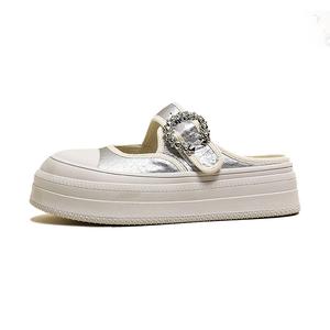 VAEL Серебряные женские тапочки с закрытым носком на резиновой подошве бесшумные устойчивые к запаху износу и скольжению, цвет Silver