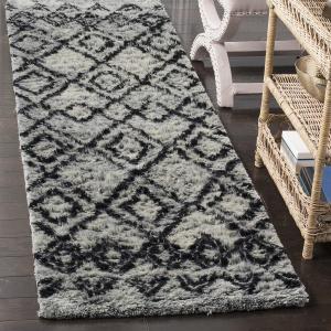 Ковер-дорожка SAFAVIEH, 69 x 244 см, Casablanca Collection, Grey & Charcoal, ручной работы марокканский бохо из новозеландской шерсти, идеально для помещений с высокой проходимостью в гостиной, спальне (CSB845K)