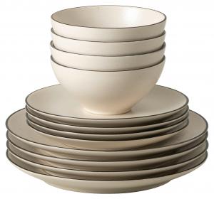 КОМПЛЕКСНЫЙ НАБОР ЧЕРНЫЙ, БЕЖЕВЫЙ AUGUSTA, 12 ПРЕДМЕТОВ, НА 4 ЧЕЛОВЕКА Costa Nova, черный/бежевый