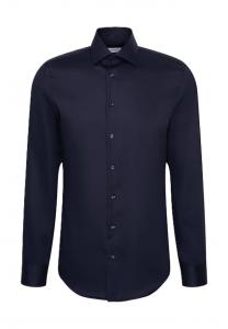 Рубашка делового покроя с длинным рукавом и воротником-стойкой Seidensticker, синий