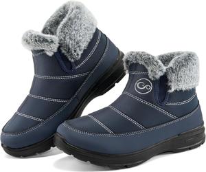 Зимние сапоги для женщин: теплые с меховой подкладкой, утепленные ботильоны, водонепроницаемые, с нескользящей подошвой, удобные зимние обувь для повседневных прогулок Zorfe, Blue