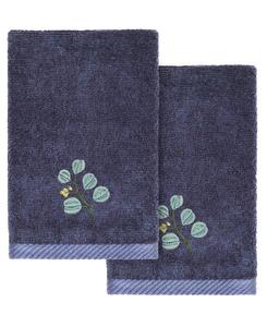 Набор из двух полотенец для рук из турецкого хлопка с вышивкой Botanica Linum Home, цвет marine