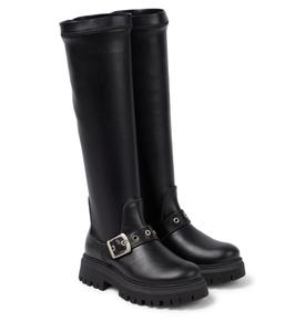 Кожаные сапоги до колена Monnalisa, Nero