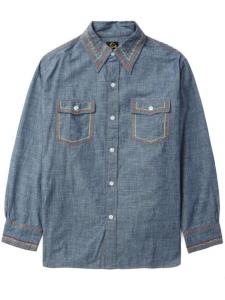 Needles джинсовая рубашка с контрастной строчкой, синий