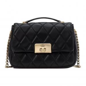 Kate Spade Гладкая стеганая кожаная портативная сумка кроссбоди, маленькая женская сумка через плечо Black