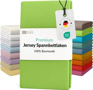 Простыня на резинке Mako Jersey 90x200 - 100x200 из 100% хлопка, зеленая Carpe Sonno