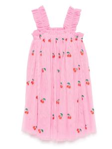 Платье с вышивкой вишнями Stella McCartney Kids, розовый