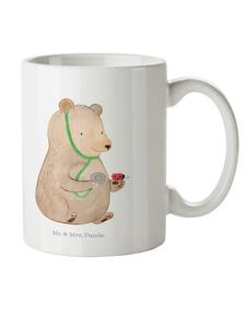 Детская кружка с рисунком медведя и доктора (не скажешь) белого цвета Mr. & Mrs. Panda