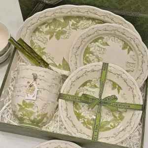 Ceramics Набор мисок и тарелок, 2025 New Style, эстетичная керамическая посуда для дома, сервиз на 2 персоны, 9 предметов