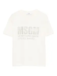 Футболка из хлопка с принтом MSGM Kids, нейтральный