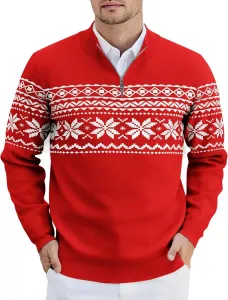 COOFANDY мужской пуловер с четвертью молнии Slim Fit легкий вязаный