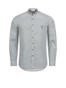 Традиционная рубашка Иоганна с длинными рукавами в белом и зеленом цветах Nübler