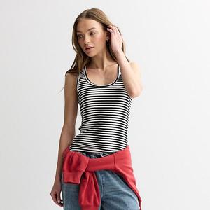 Детский риб-майка с круглым вырезом So, Black White Stripe