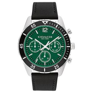 COACH Наручные часы кварцевый механизм кожаный ремешок 44 мм зеленый циферблат унисекс
