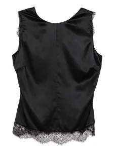 Атласный топ с кружевом TOM FORD, черный