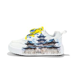 Cold cicadas yesterday Низкие повседневные кроссовки унисекс белые желтые синие Tian Shou Ge ZLA3009D, цвет White Yellow Blue-Tian Shou Ge-ZLA3009D