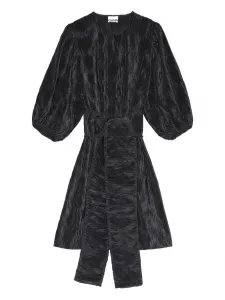 Мини-платье с плиссированными рукавами-буфами GANNI, черный