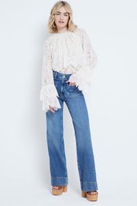 Широкие джинсы с высокой посадкой и карманами спереди River Island, синий