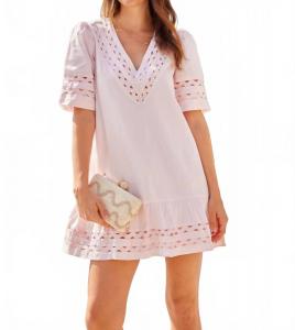 Платье с V-образным вырезом и пышными рукавами в нежно-розовом цвете Sail to Sable