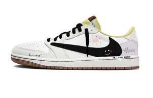 Jordan Travis Scott x Air 1 Le Luck Black Hook 7.0 Low Slip Resistant низкие винтажные баскетбольные кроссовки unisex